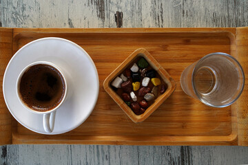 cup of turkish coffee with chocolate