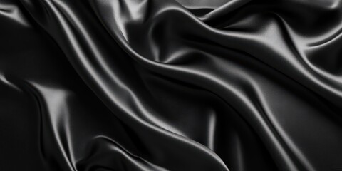 Obraz premium Black satin fabric drapes creating a luxurious and smooth texture