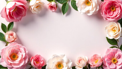 Beautiful floral frame mockup with flowers, pastel colors, ideal for luxury product ads, banner background new falce image