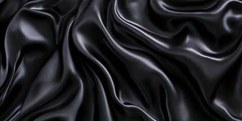 Obraz premium Dark satin fabric elegantly cascades in fluid shimmering waves