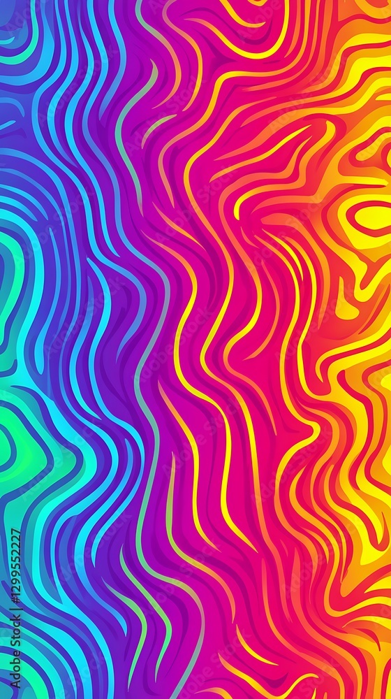 Aufkleber vibrant topographic pattern, multicolored design with wavy linear elements