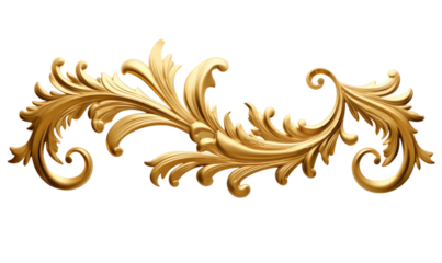 Golden decorative element on transparent background