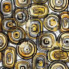 Goldenrod retro rings pattern. Seamless, bold geometric design with a vintage feel. Perfect for fabric, prints, & more.