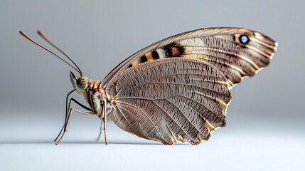 Detailed Close-Up of a Butterfly on White Background