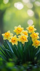 Fototapeta premium beautiful yellow daffodils in spring garden