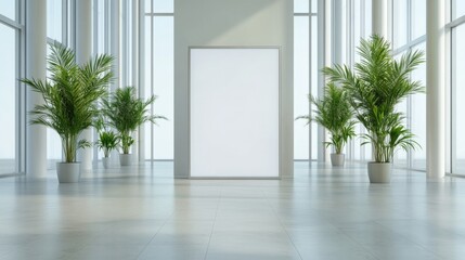 Blank poster in modern office space