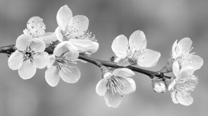 delicate black and white peach blossoms