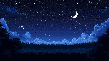 Fototapeta premium A dark sky with a large moon and a few stars