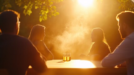 people Talking at Golden Hour Gathering