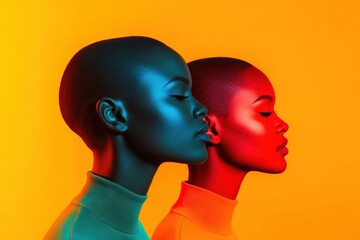 Profiles of Two Women in Vibrant Colors