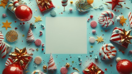 festive christmas candy and gift background