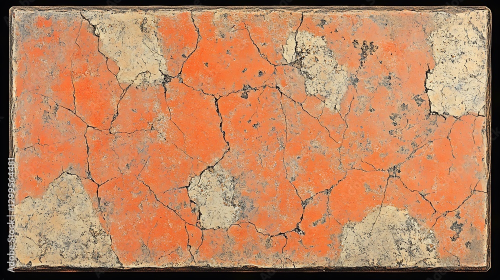Poster abstract orange texture with weathered plaster and cracks design element surface aged material backd