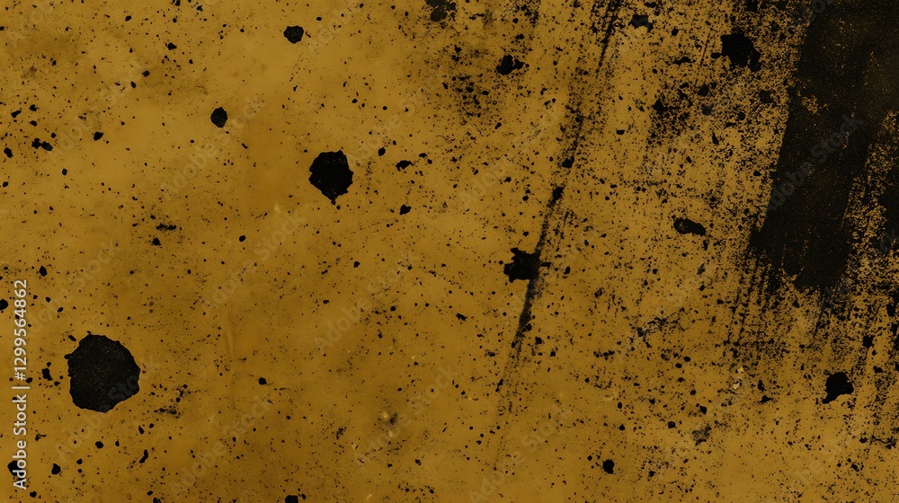 Poster aged yellow surface with random black splatters and brush strokes creating a textured backdrop effec
