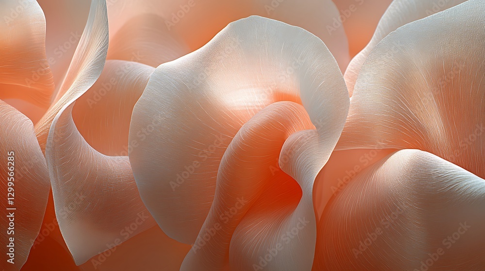 Poster elegant peach colored tissue abstract composition flowing lines and gentle forms in ethereal light