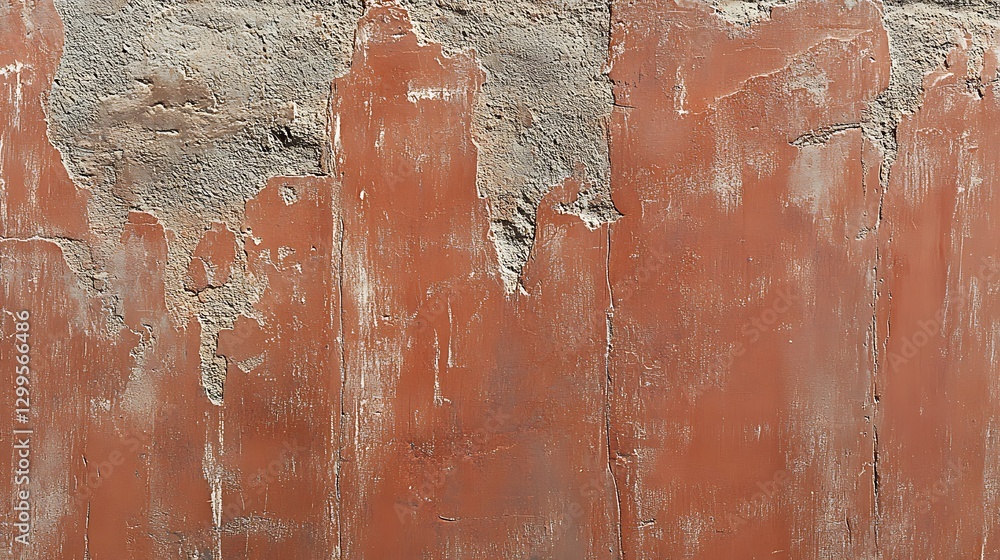 Poster eroded red plaster wall texture exposed concrete layer unique urban decay surface background element