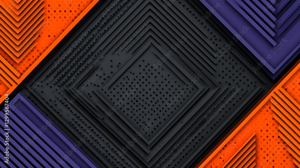 Poster geometric layers interlocking grids with vibrant color contrast background modern design