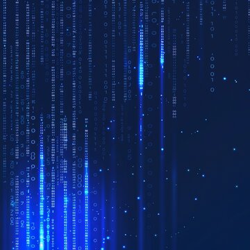 illustration Futuristic digital background with glowing binary code design for social media, post, poster