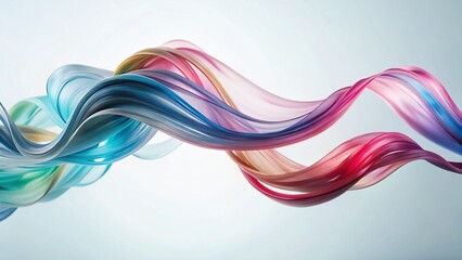 Long Exposure Curly Ribbons White Background - Abstract Swirling Design