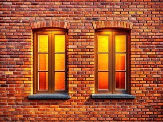 Brick Wall Narrow Windows Bright Colors
