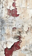 Cracked and peeled paint shows an old wall with multiple colors