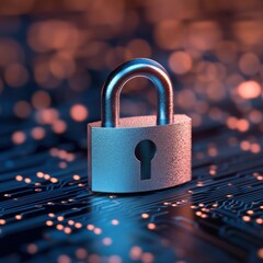 Padlock on Circuit Board Illustrates Cybersecurity