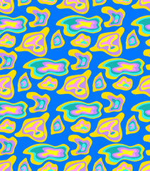 Colorful Tiger Spots Pattern on Blue Seamless Repeat