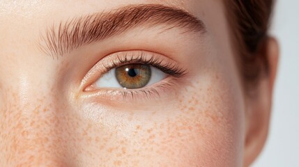 Fototapeta premium Close-up of a Woman's Eye with Freckles