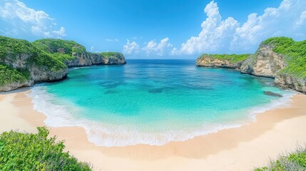 Fototapeta premium Tropical beach cove, turquoise water, idyllic scenery