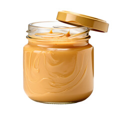 Peanut butter in a jar on transparent background