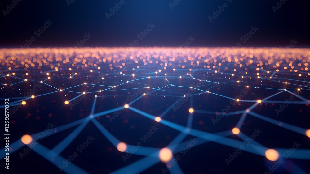 Poster digital connectivity revolution abstract network visualization virtual space graphic design futurist