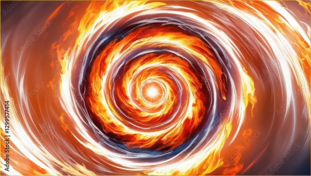 Poster fiery spiral fire swirl creating a dramatic display of flames with intense colors and motion