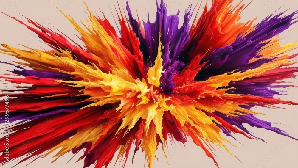 Poster vibrant colorful explosion of paint creating abstract art against a white background display