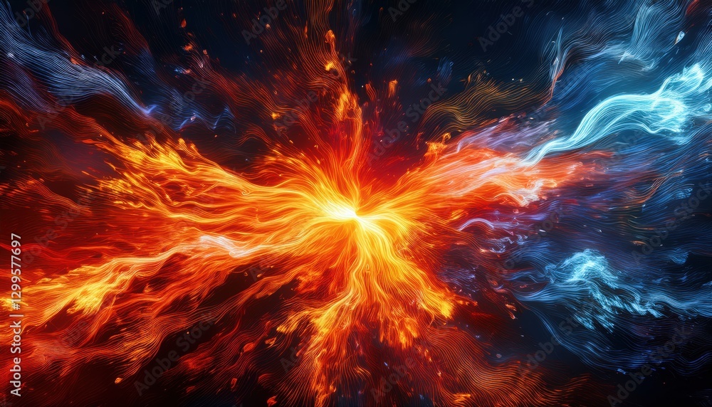 Poster fire and flames reaching high into the sky creating a stunning visual of heat and dynamic movement