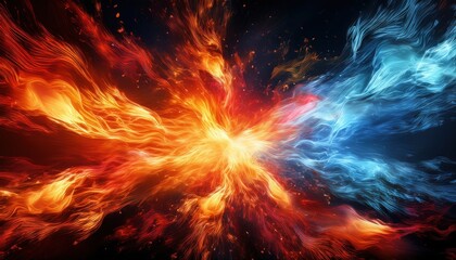 Fiery flames and bright fire dancing in the air creating a stunning visual display of heat and energy