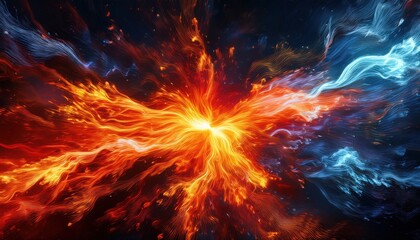 Fire and flames reaching high into the sky creating a stunning visual of heat and dynamic movement