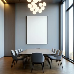 modern conference room interior with blank frame
