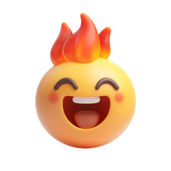 Fototapeta premium Flaming Emoji Face with Joyful Expression