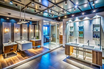 Luxurious Bathroom Shower Display Showroom - Aerial View