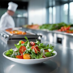 Fresh Salad in a Commercial Kitchen