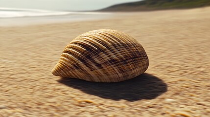 Seashell on Sandy Beach Summer Vacation Coastal Scene