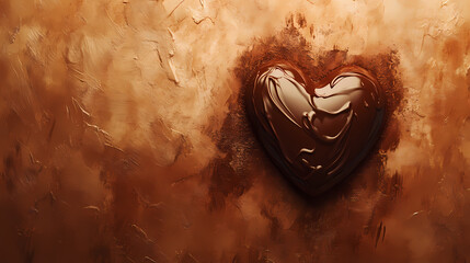 A luscious chocolate heart rests elegantly on a rich brown backdrop, embodying the sweetness and warmth of love on valentine's day. Bliss - Beach. Illustration
