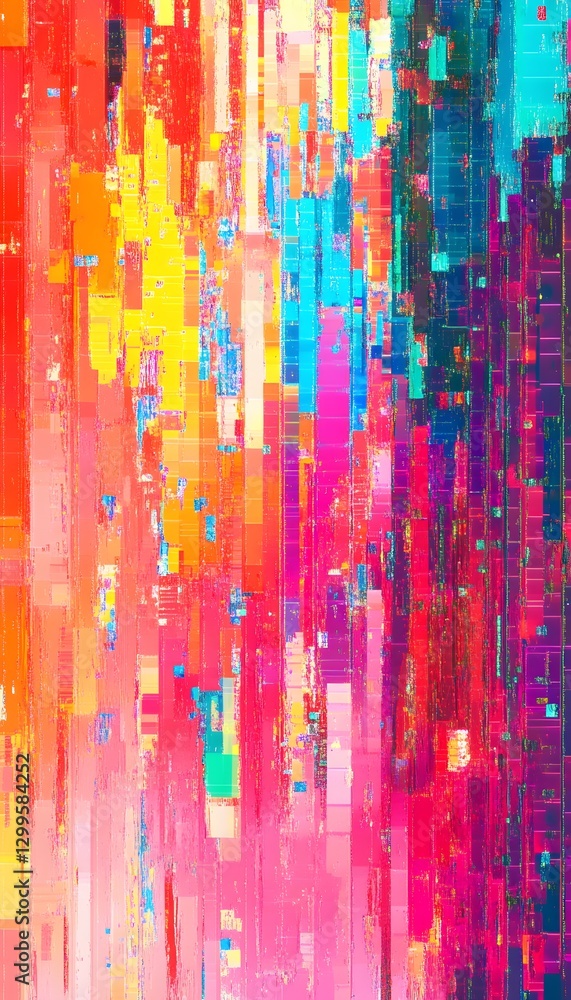 Poster a vibrant colorful abstract composition with vertical rectangular forms