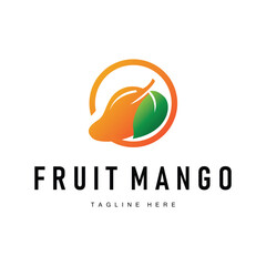 simple mango logo design illustration of fresh fruit from the garden with a minimalist concept