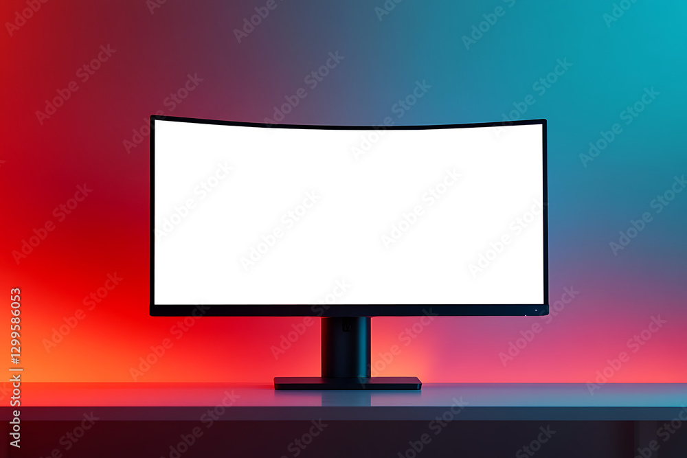 Poster modern gaming monitor featuring a png display for personalization on a deep teal background with amp