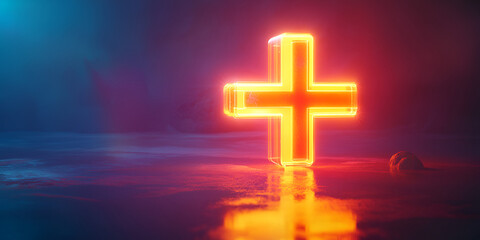 Glowing Cross Symbol Representing Healthcare and Medical Technology