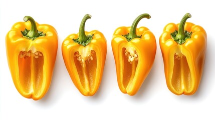 Yellow Pepper Halves, Studio, Isolated, Display