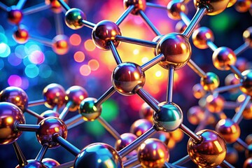 Macro Photography: Glowing Molecular Structure with Bokeh Background - Abstract Science Stock Photo