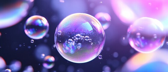 abstract bubbles with rainbow iridescent colors