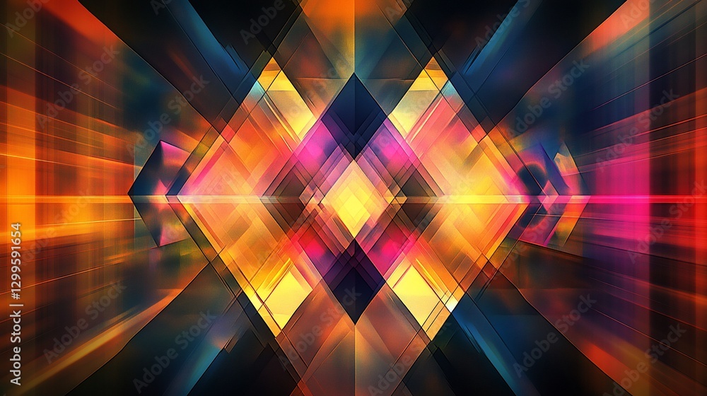 Aufkleber abstract geometric patterns with vibrant colors and intersecting lines creating a captivating visual