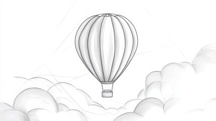 Dreamy heights: A hot air balloon voyage amidst fluffy clouds illustration